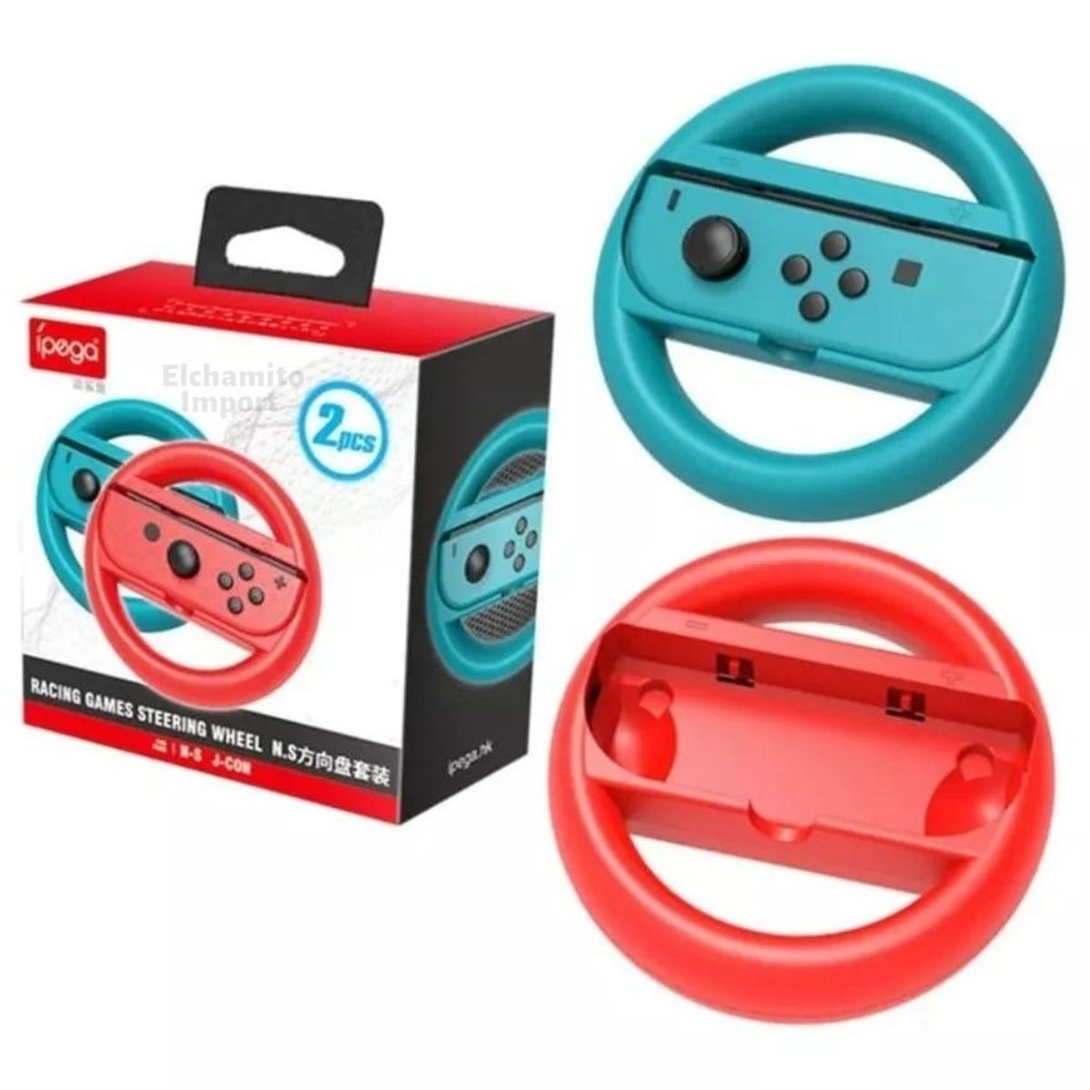 GENERICO - Accesorio Mando Volante Control Nintendo Switch AzulRojo