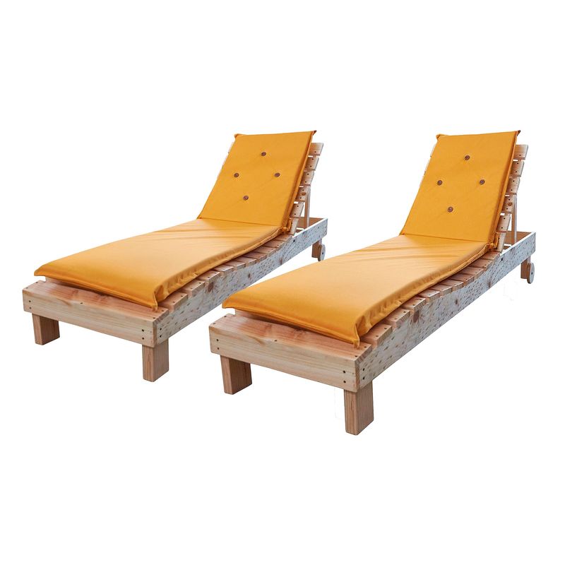 CHILENA CASAGRANDE - REPOSERA TERRAZA Y MESA MADERA  / COJIN MOSTAZA
