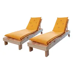 CHILENA CASAGRANDE - REPOSERA TERRAZA Y MESA MADERA / COJIN MOSTAZA
