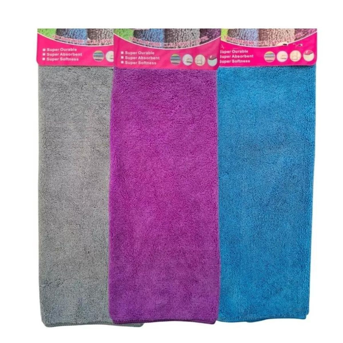 GENERICO - Pack 3 Paños Limpieza Microfibra 40x40 Suave Absorbente 823