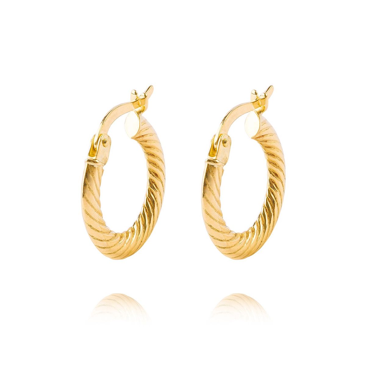 JB JOYAS BARON - Aros de Oro 18kt Argollas Biseladas 3mm