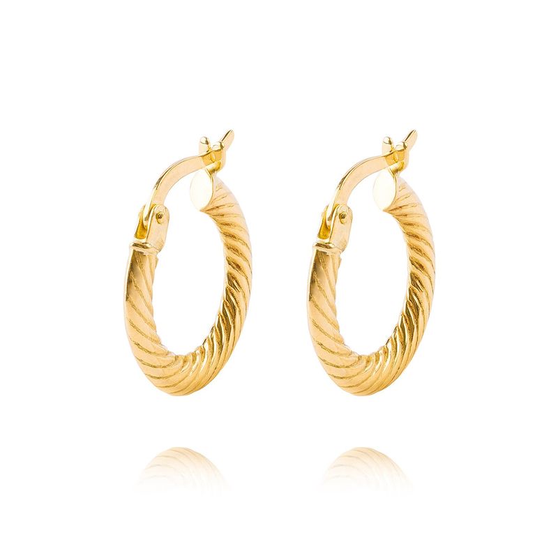 JB JOYAS BARON - Aros de Oro 18kt Argollas Biseladas 3mm