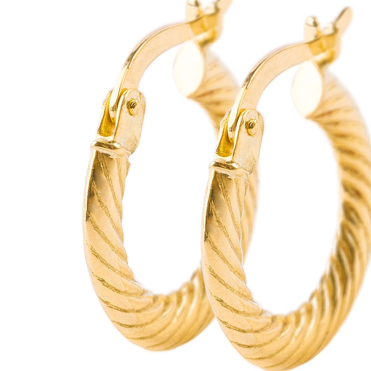 JB JOYAS BARON - Aros de Oro 18kt Argollas Biseladas 3mm