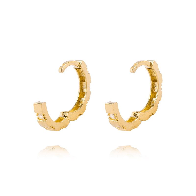 JB JOYAS BARON - Aros de Oro 18kt Argollas Barrita de Circon
