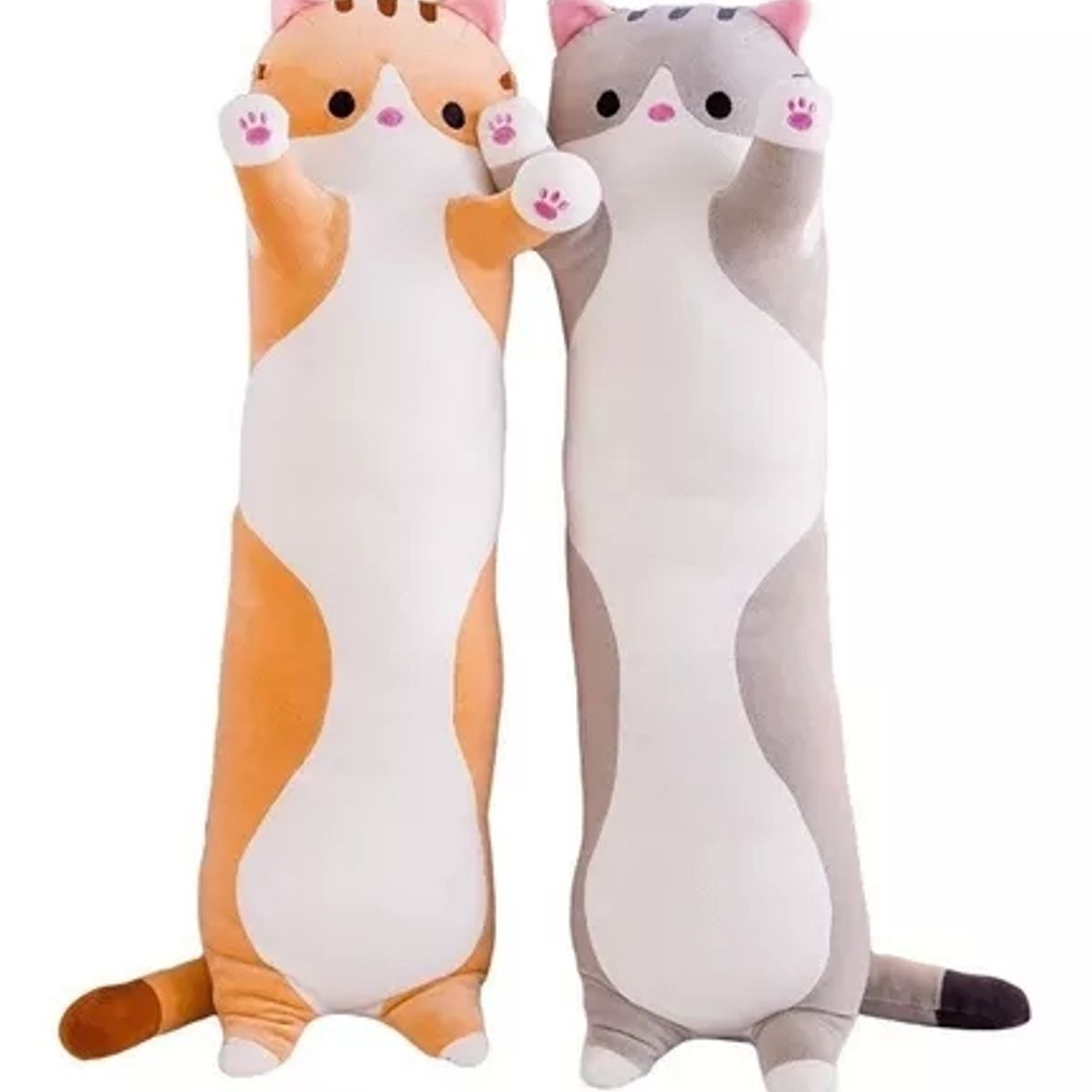 GENERICO - Peluche Almohada Gatito Largo Gato Kawai Grande Gris