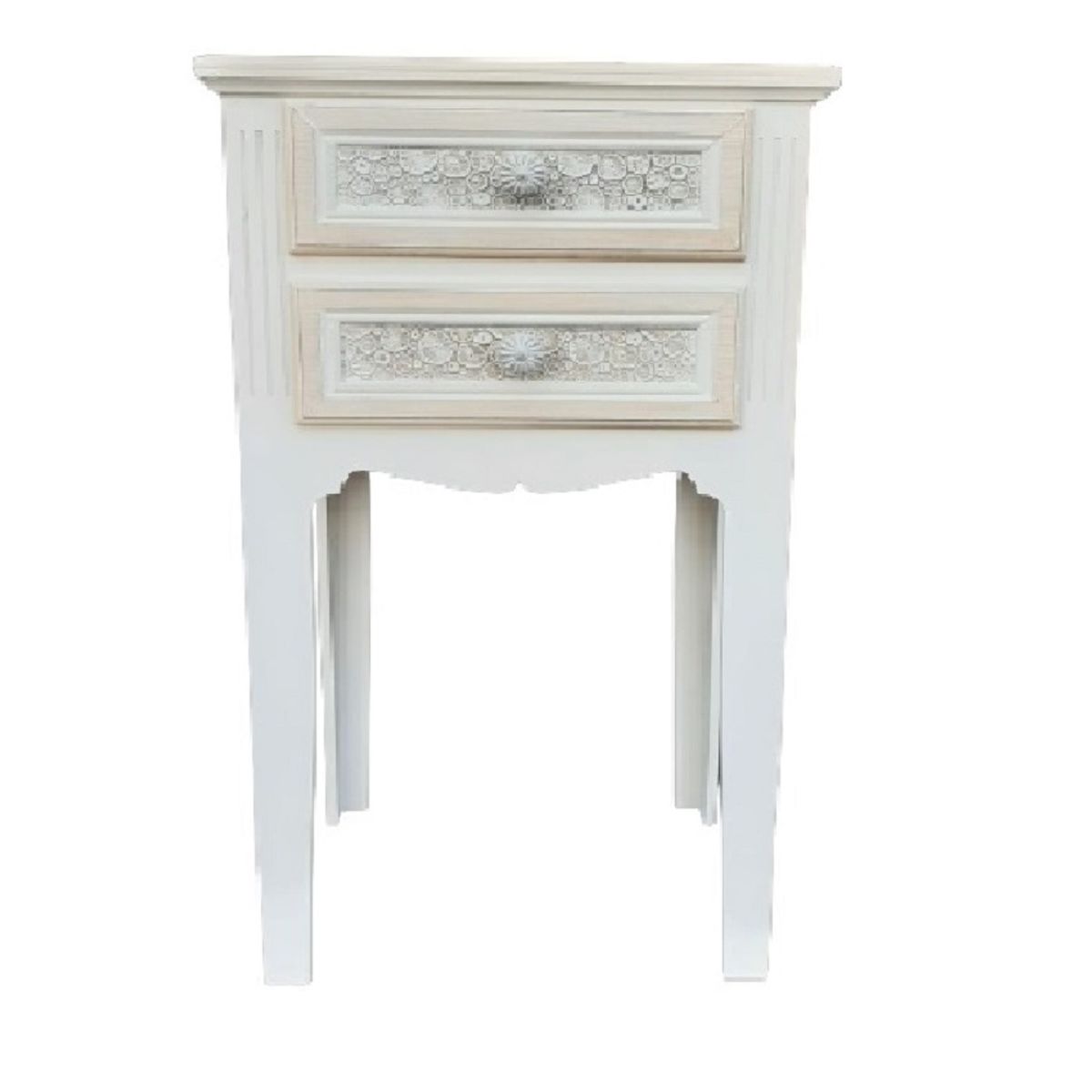 INTERACTIVE STORE - Velador 2 cajones tallados beige