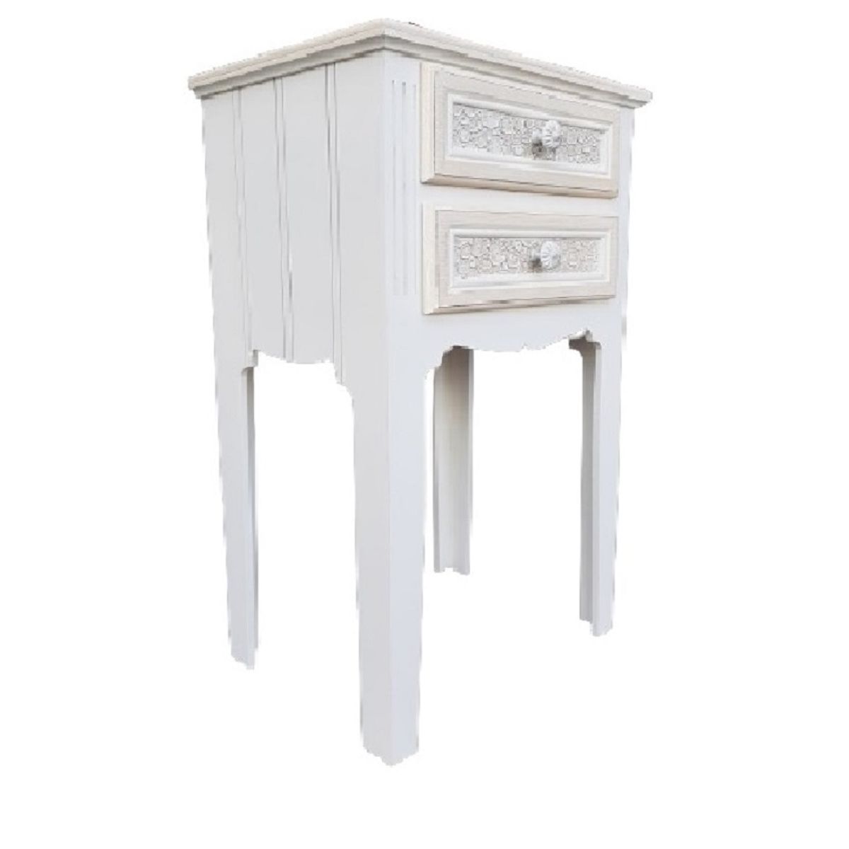 INTERACTIVE STORE - Velador 2 cajones tallados beige