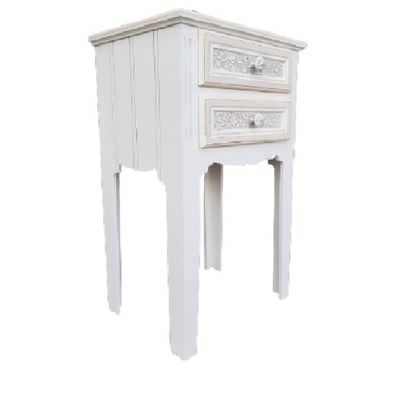 Imagen 2 del producto Velador 2 cajones tallados beige