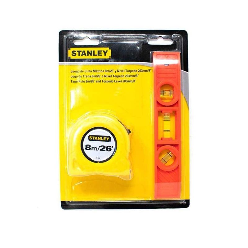 STANLEY - Kit Huincha Medir 8m Y Nivel Torpedo 203 Mm Stanley 94-548