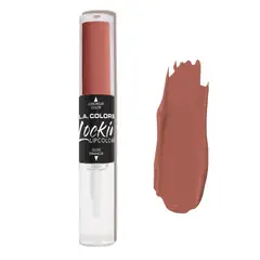 L A COLORS - Labial Lockin Duo de Larga Duración Matte, Incluye Brillo - 369 Sunset.