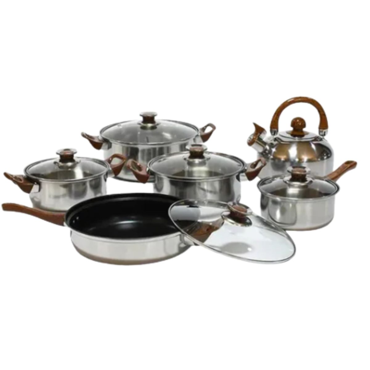 GENERICO - Bateria Set De Ollas De Cocina Y Tetera 12 Piezas