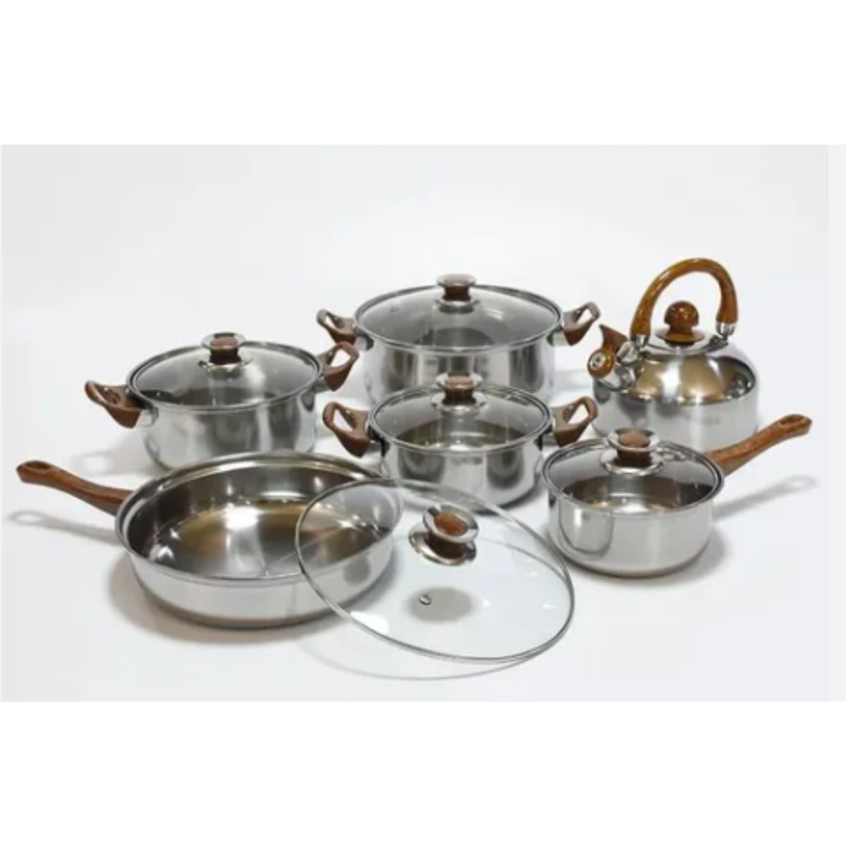 GENERICO - Bateria Set De Ollas De Cocina Y Tetera 12 Piezas