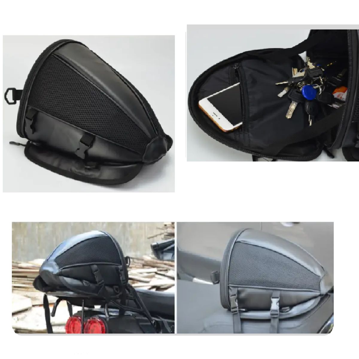 GENERICO - Bolso Para Moto Trasero UNIVERSAL Ecocuero Multifuncion