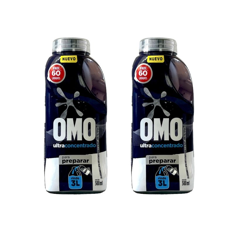 OMO - DETERGENTE OMO ULTRACONCENTRADO  PACK 2 UNIDADES  500 ML RINDE 3 LTS