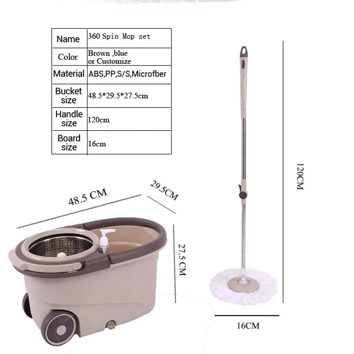 GENERICO - Mopa y Balde de Secado Ultrarapido por compresion