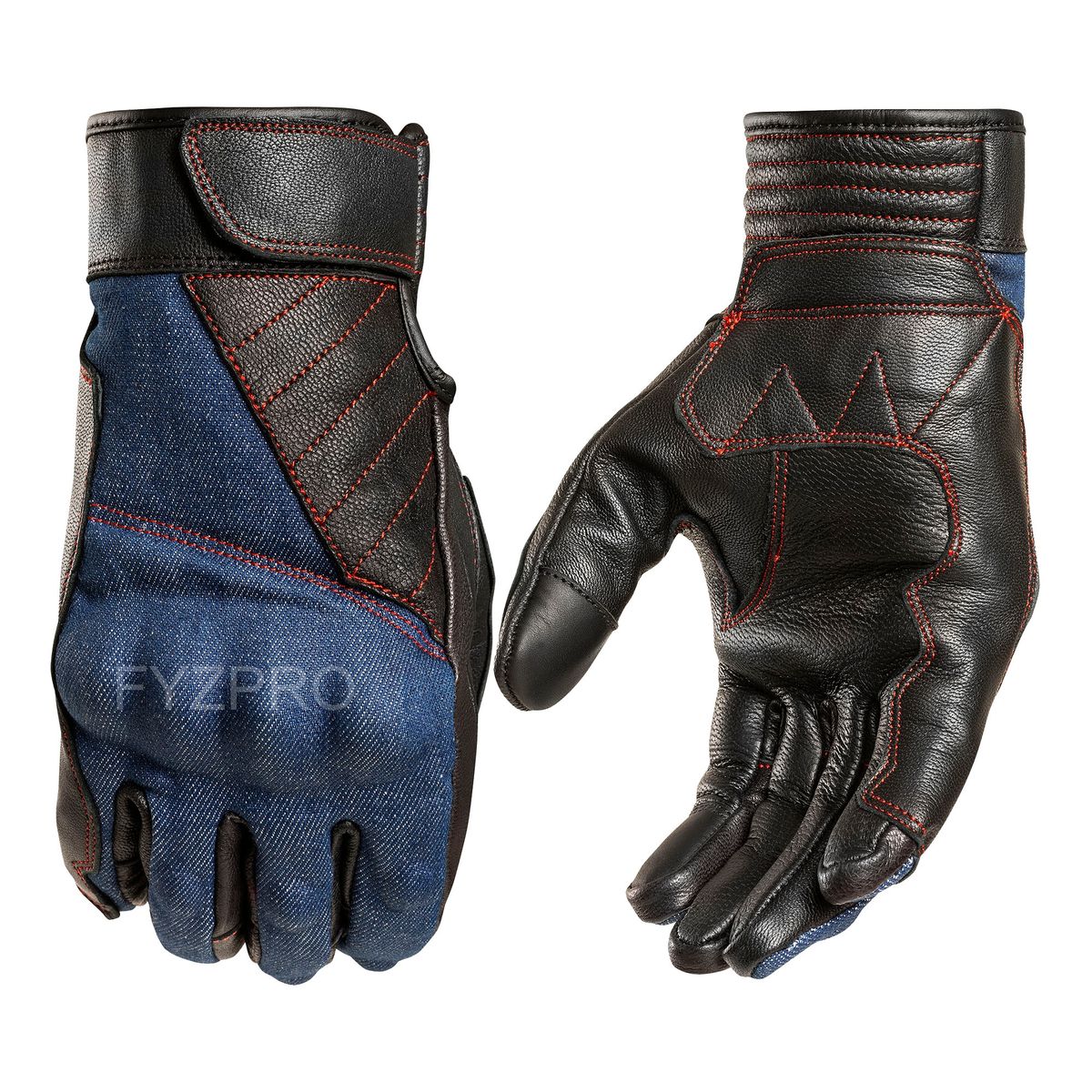 FYZPRO - GUANTE CUERO MOTO, FRESCOS TIPO JEANS.  B - JEANS. FYZPRO