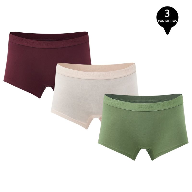 GIOVACCHINO - Pack de 3 Calzones Boxer Pantaleta bambú Mujer.