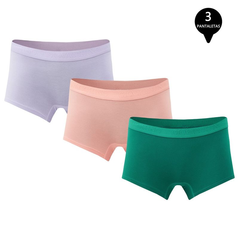 GIOVACCHINO - Pack de 3 Calzones Boxer Pantaleta bambú Mujer.