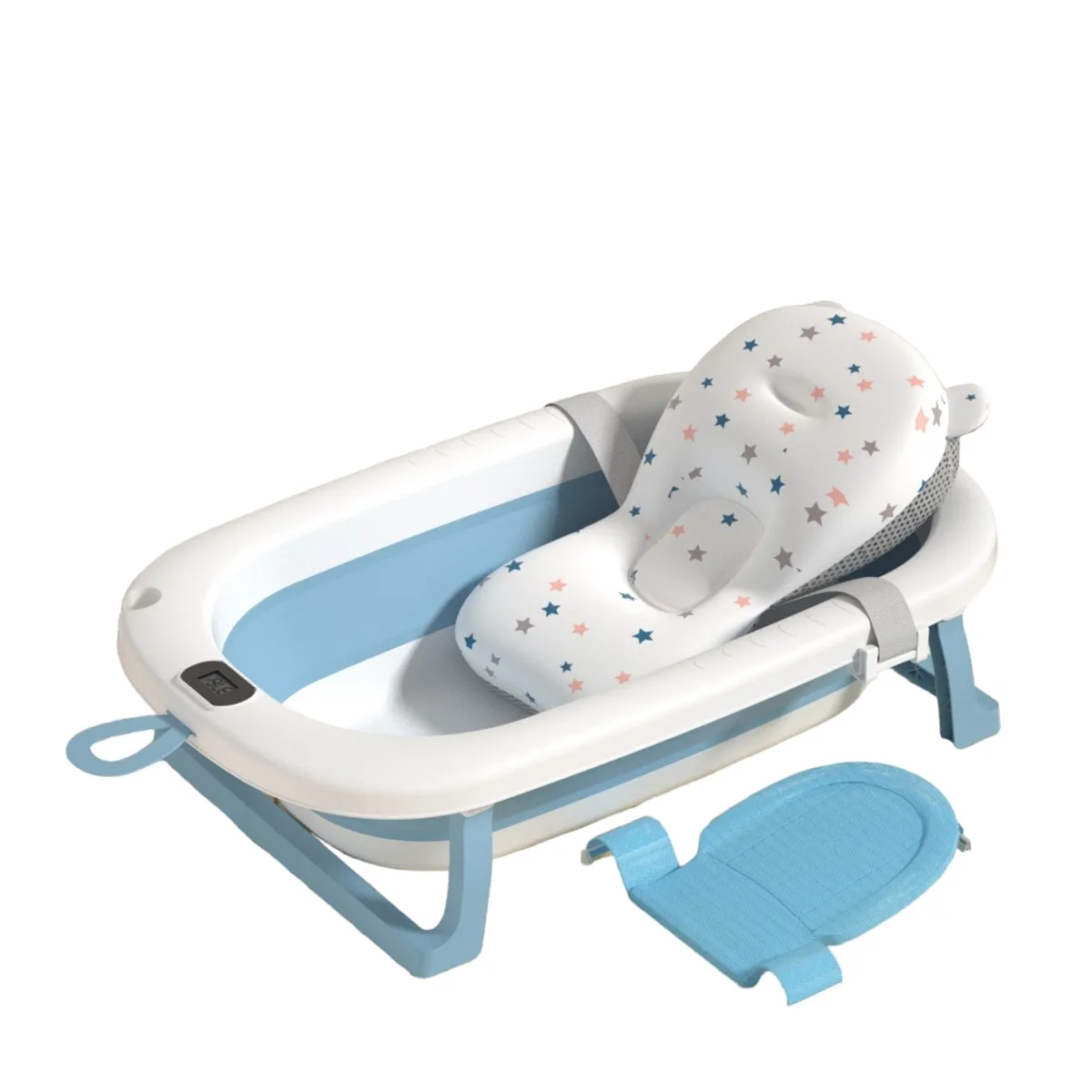CRUSEC - Bañera Plegable Temperatura Tina De Baño Portatil Bebe Azul