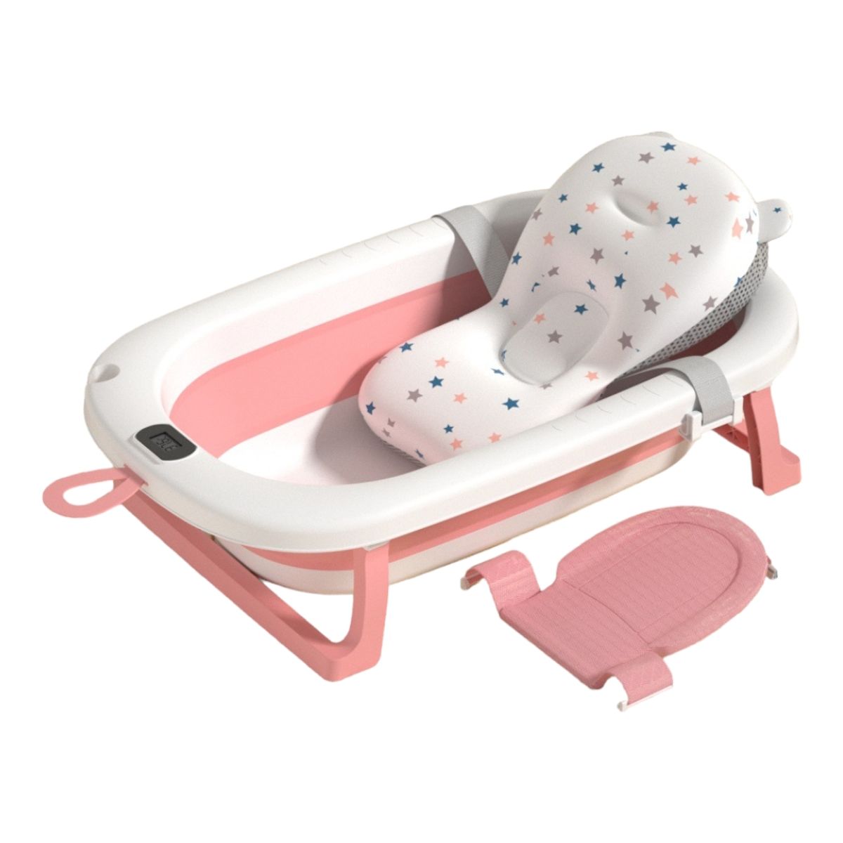 CRUSEC - Bañera Plegable Temperatura Tina De Baño Portatil Bebe Rosa