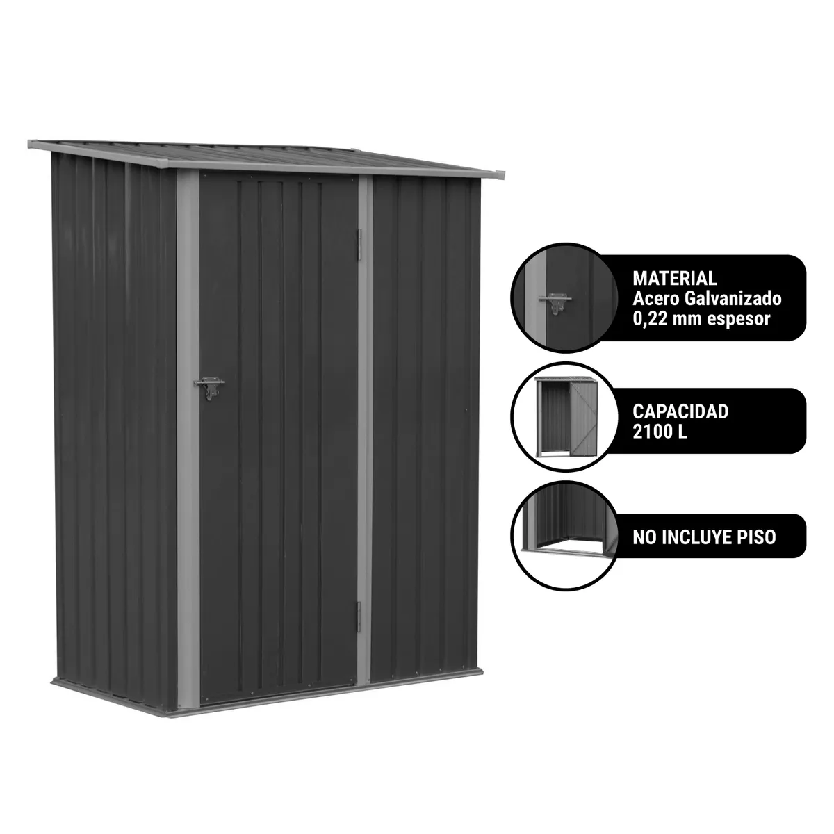 EL BARCO - Bodega Jardín 142x84x189 Gris