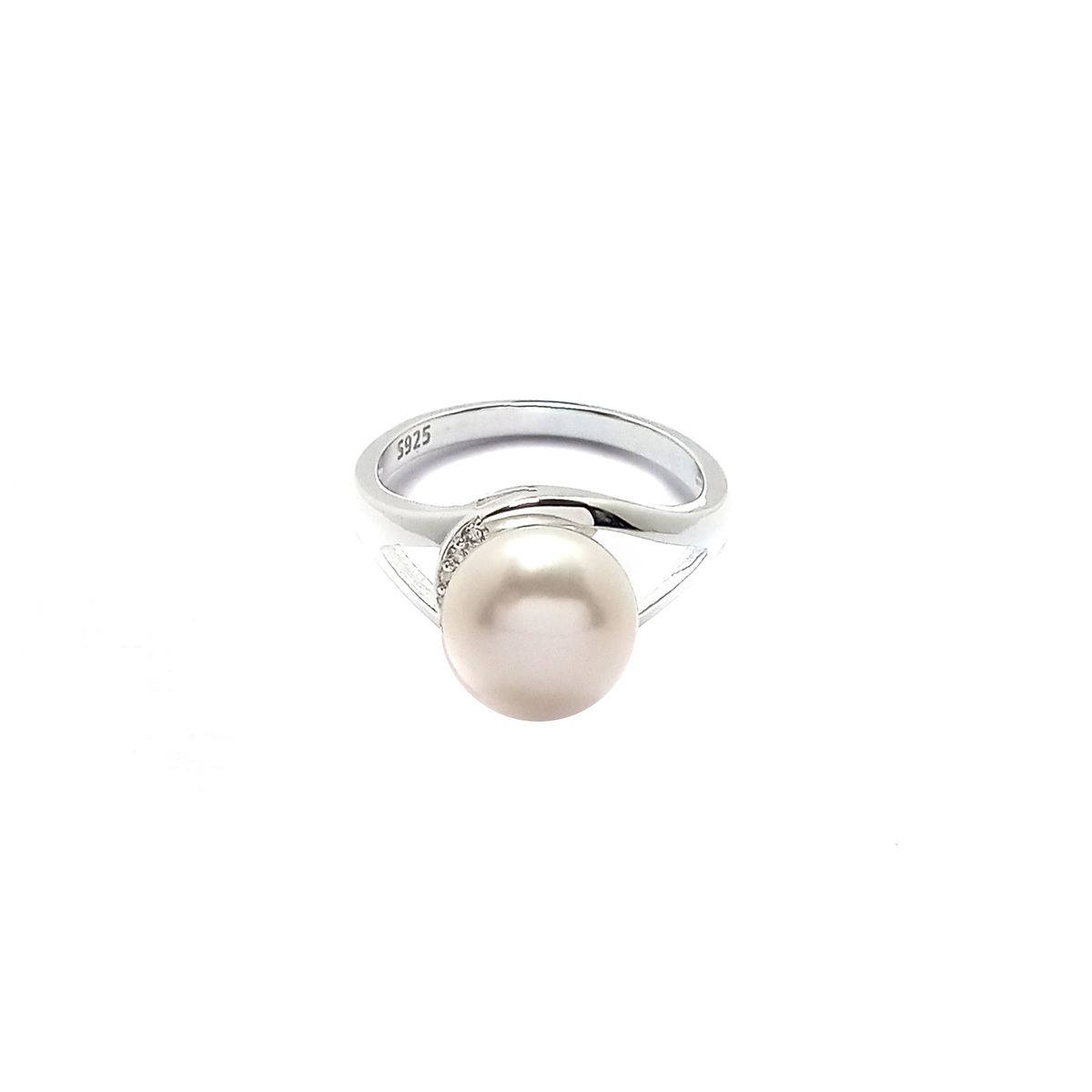 COGGIOLA - Anillo Calado Perla De Río Circón Plata Fina 925