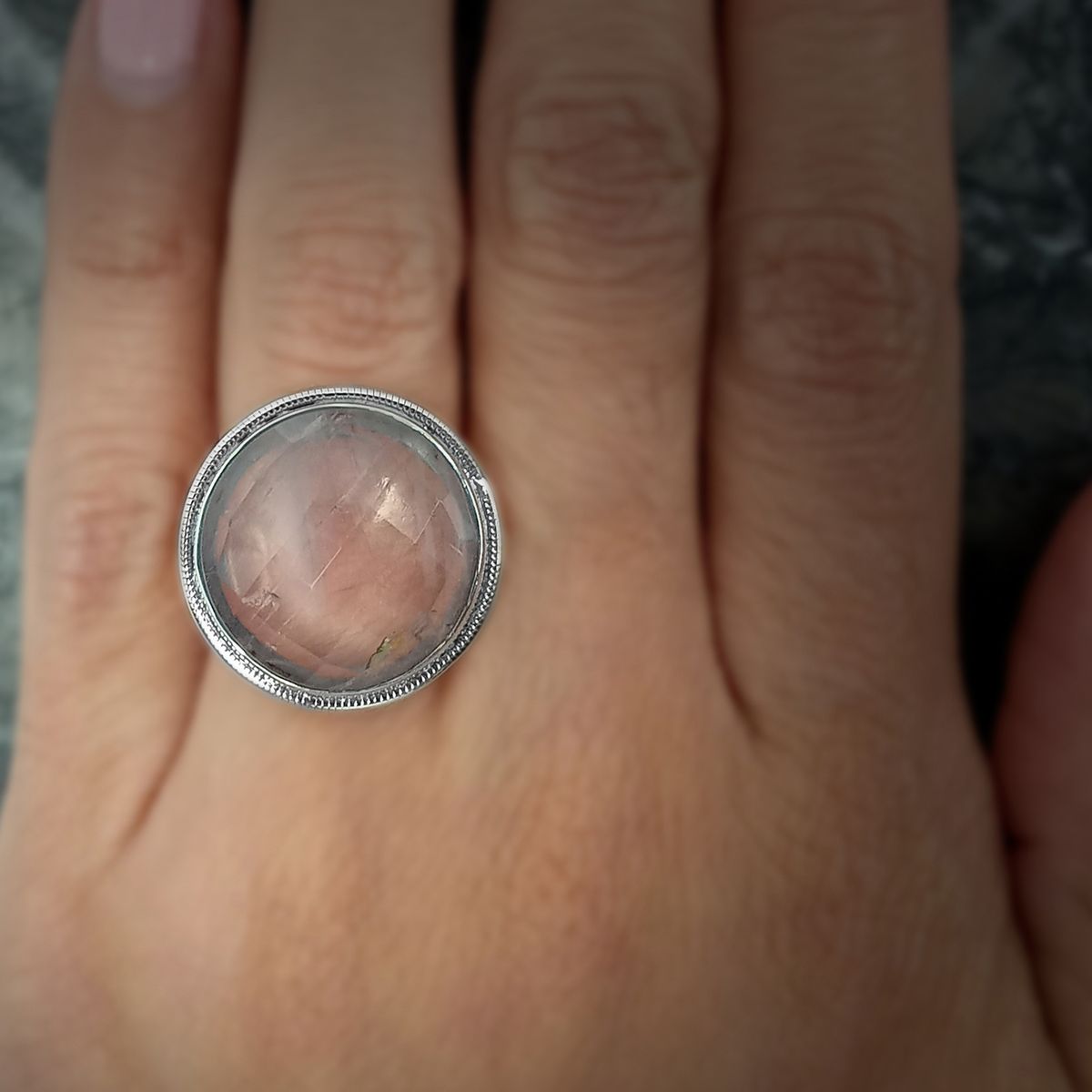 COGGIOLA - Anillo Cuarzo Rosa Facetado Plata Fina 925