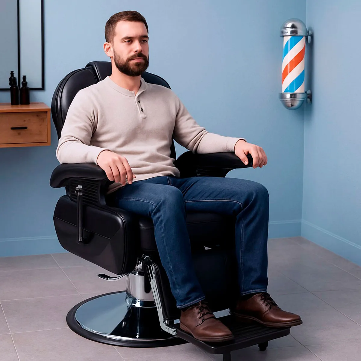 NANOFORT - Sillon Barbero Neumatico Hidraulico Nanofort Barberia Peluqueria Spa