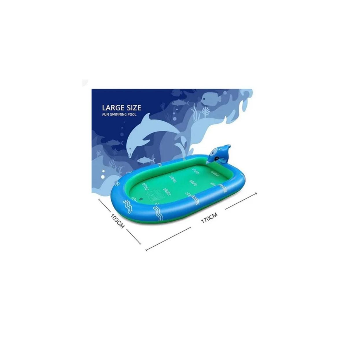 GENERICO - Piscina Inflable 170x110x45cm Dino Delfin Lanza Chorro Agua