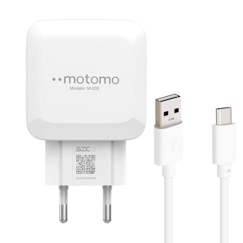 MOTOMO - Cargador De Telefono Doble Puerto USB 5V 21A Cable Tipo C