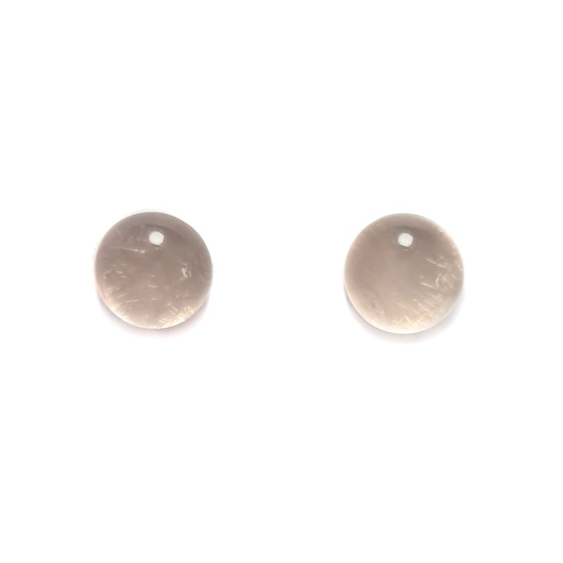 ANDREA COGGIOLA JOYAS - Aros Media Bola Cuarzo Rosado 9mm Plata Fina 925