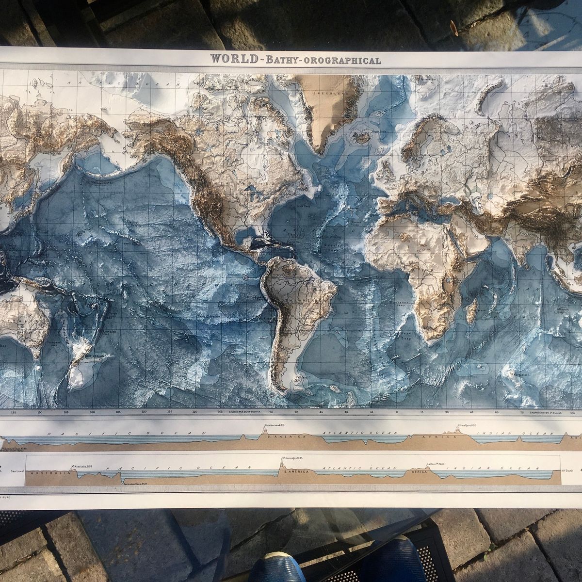 GENERICO - MAPA MUNDO PROFUNDIDADES 3D 90X60 CM  SIN MARCO  MAPAS DEL SUR