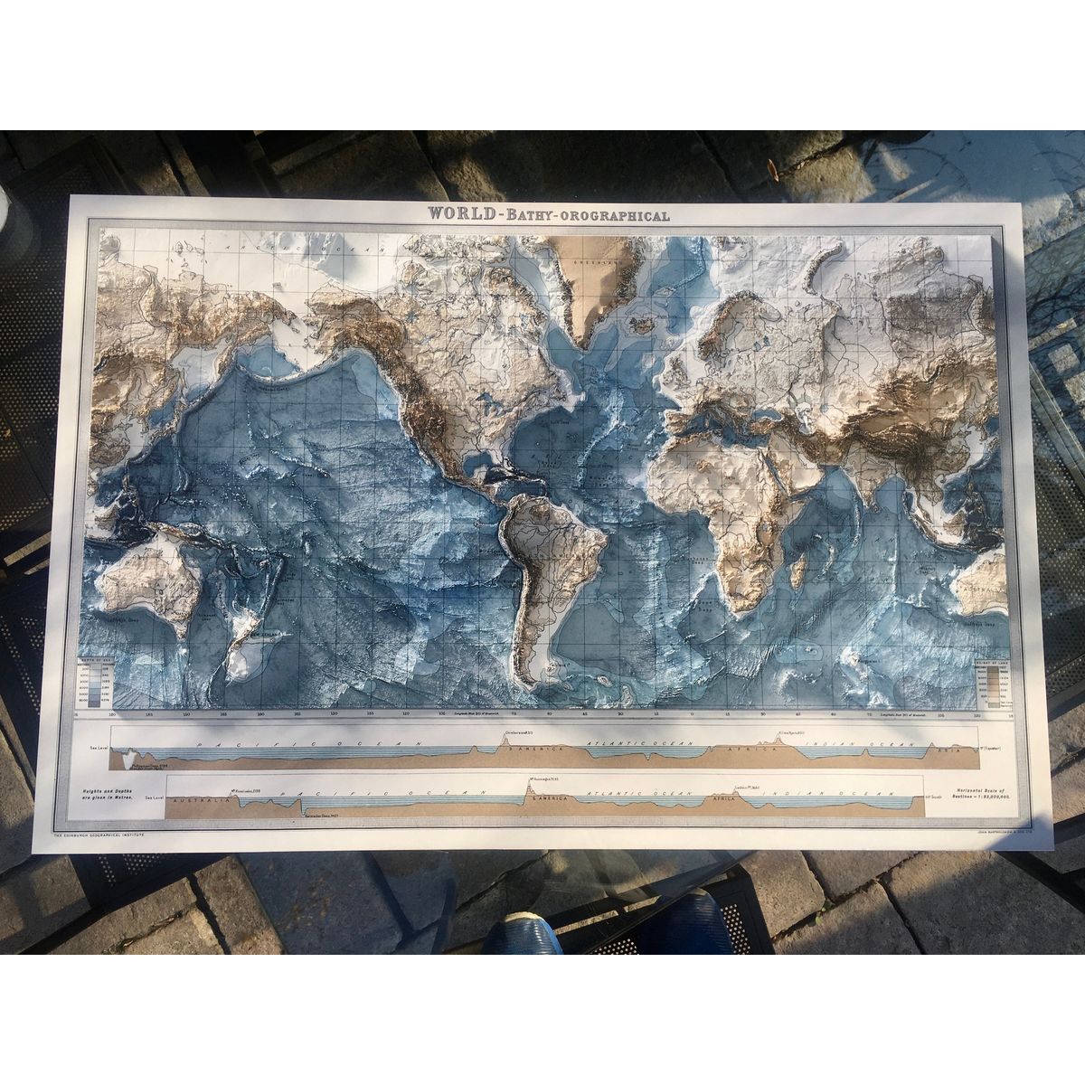 GENERICO - MAPA MUNDO PROFUNDIDADES 3D 90X60 CM  SIN MARCO  MAPAS DEL SUR