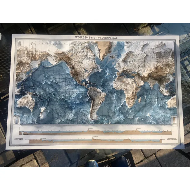 GENERICO - MAPA MUNDO PROFUNDIDADES 3D 90X60 CM  SIN MARCO  MAPAS DEL SUR