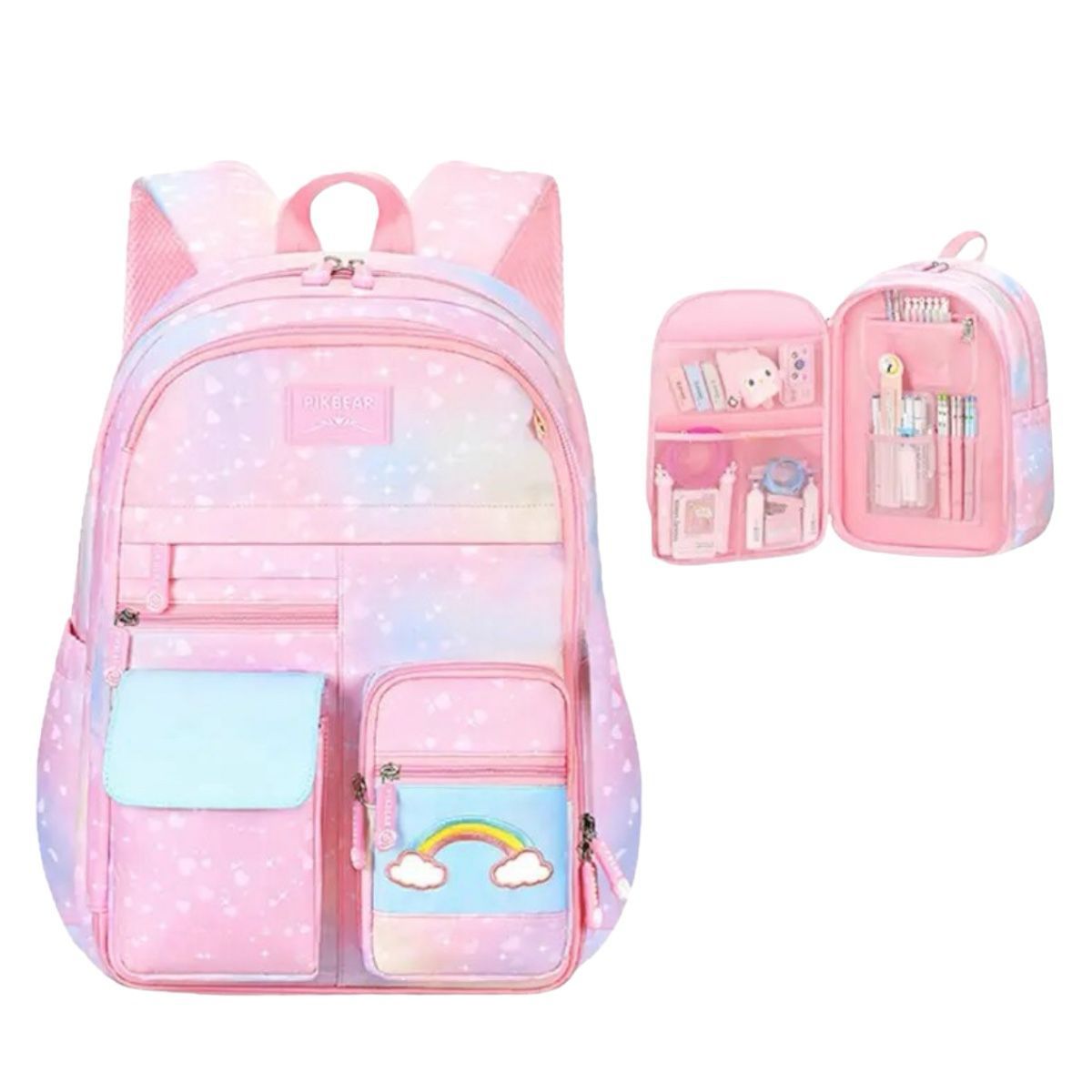MV MOVAC - Mochila Escolar Unicornio Arcoíris Infantil Kawai Para Niña