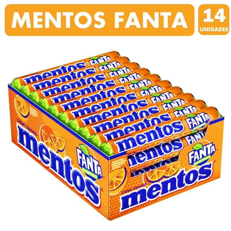 MENTOS - Caramelos Mentos Fanta - Sabor Naranja caja Con 14unidades