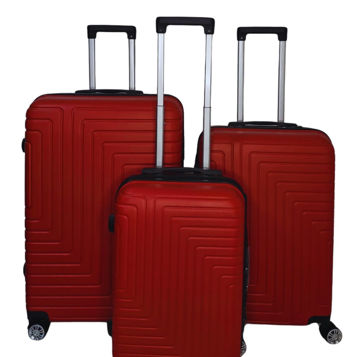 GENERICO - Set 3 Maletas Rigidas Ruedas 360-  Rojo L