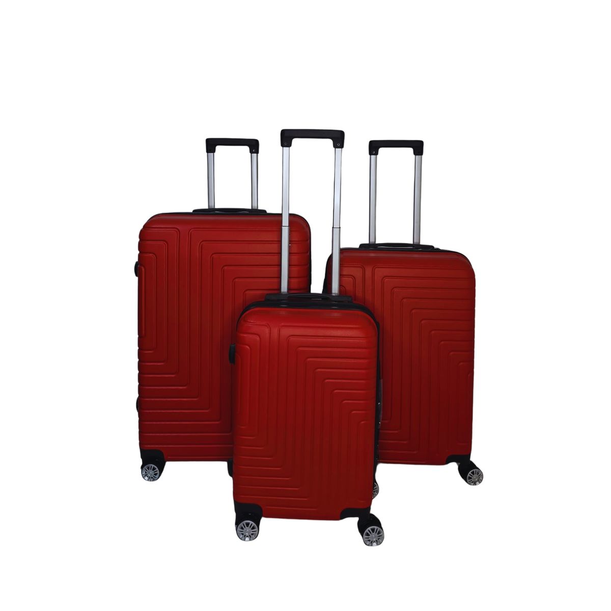 GENERICO - Set 3 Maletas Rigidas Ruedas 360-  Rojo L