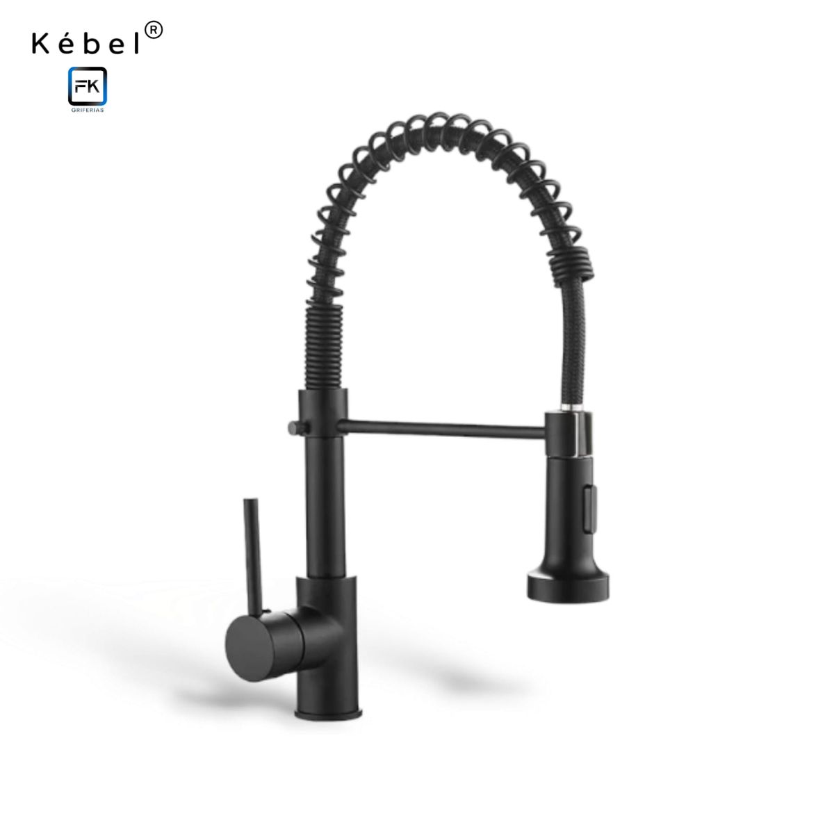 GENERICO - Llave Monomando Cocina Resorte Matte Black Kébel FY1001 FK