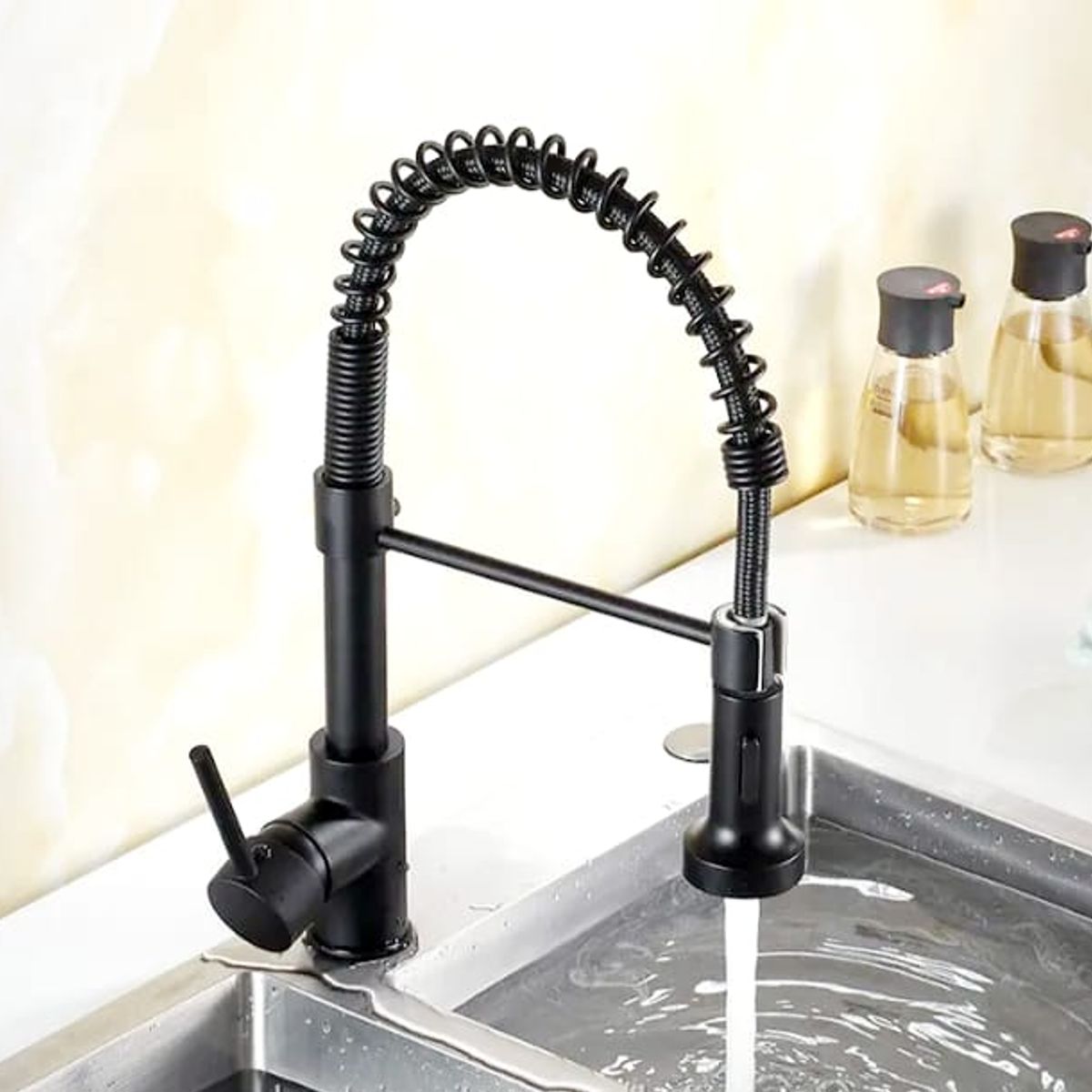 GENERICO - Llave Monomando Cocina Resorte Matte Black Kébel FY1001 FK