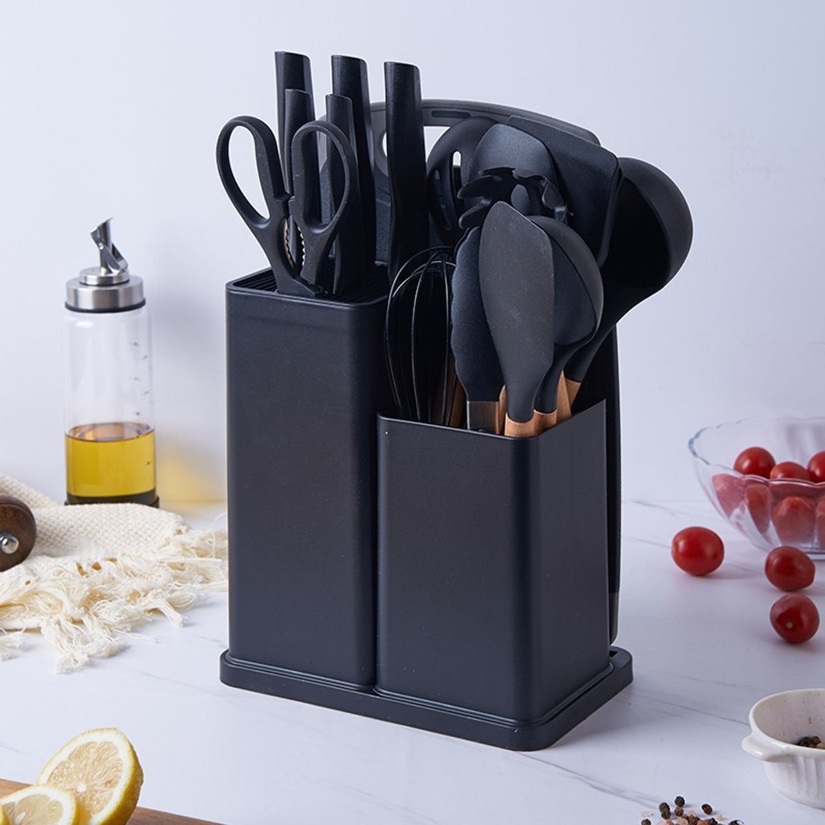 MP - Set de Utensilios De Cocina Acero Inoxidable Y Silicona 19 Piezas