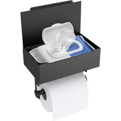 PAGANOOM - Portarrollos de papel higiénico con estante autoadhesivo o perforador