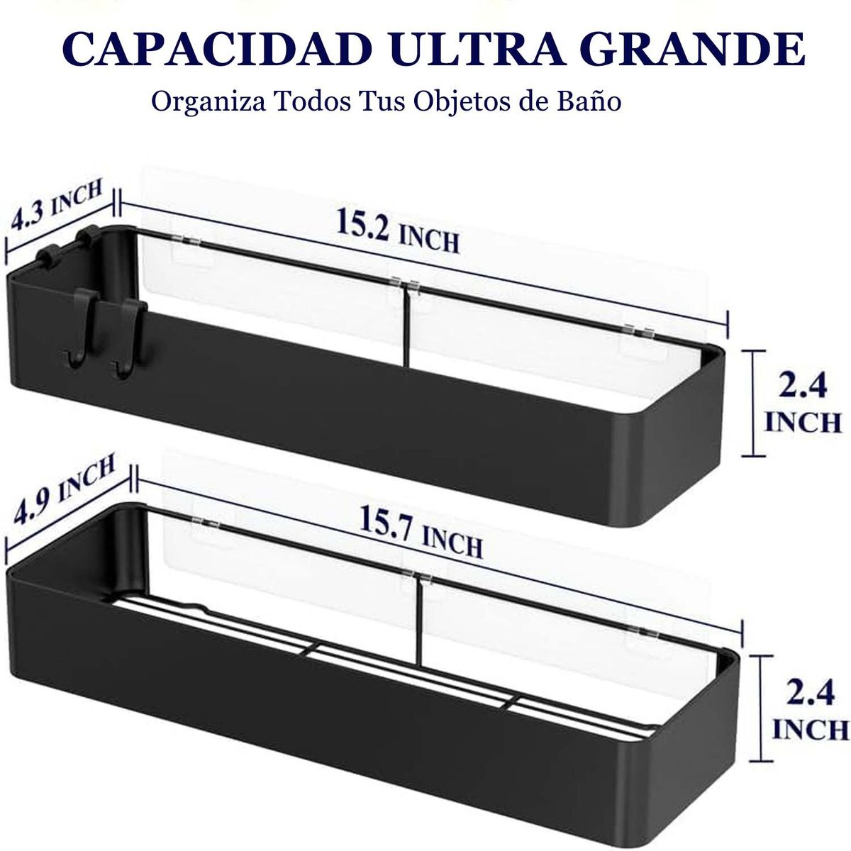 LELOX - Paquete de 2 Organizadores de Ducha Adhesivos de Acero Inoxidable
