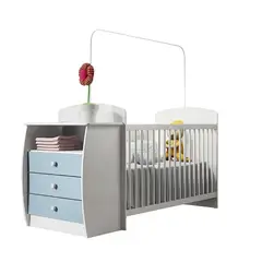 KIDSCOOL - CUNA CON COMODA BAMBINI CELESTE - - 05160022