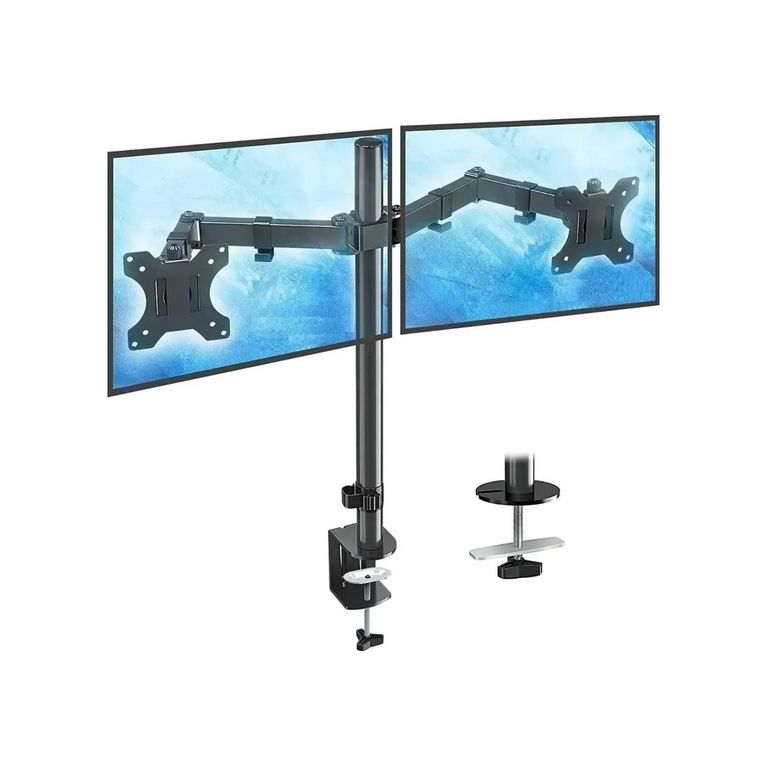 GENERICO Soporte Doble Monitor Escritorio Articulado 10-32 VESA Full Brazo Dual PC Gaming Ajustable Negro