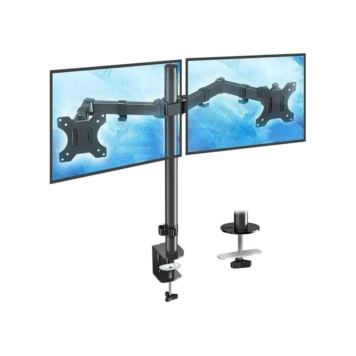GENERICO - Soporte Doble Brazo Articulado Negro Para Monitor 10-32