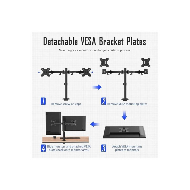GENERICO - Soporte Doble Brazo Articulado Negro Para Monitor 10-32