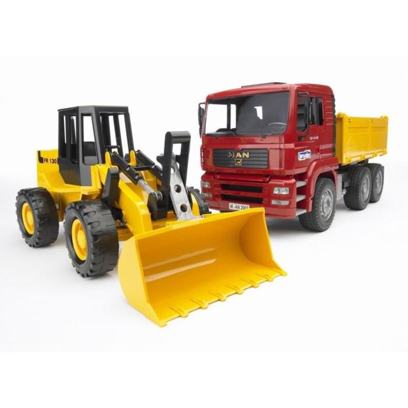 BRUDER - BRUDER 02752 MAN TGA CONSTRUCTION TRUCK AND ARTICULATED ROAD