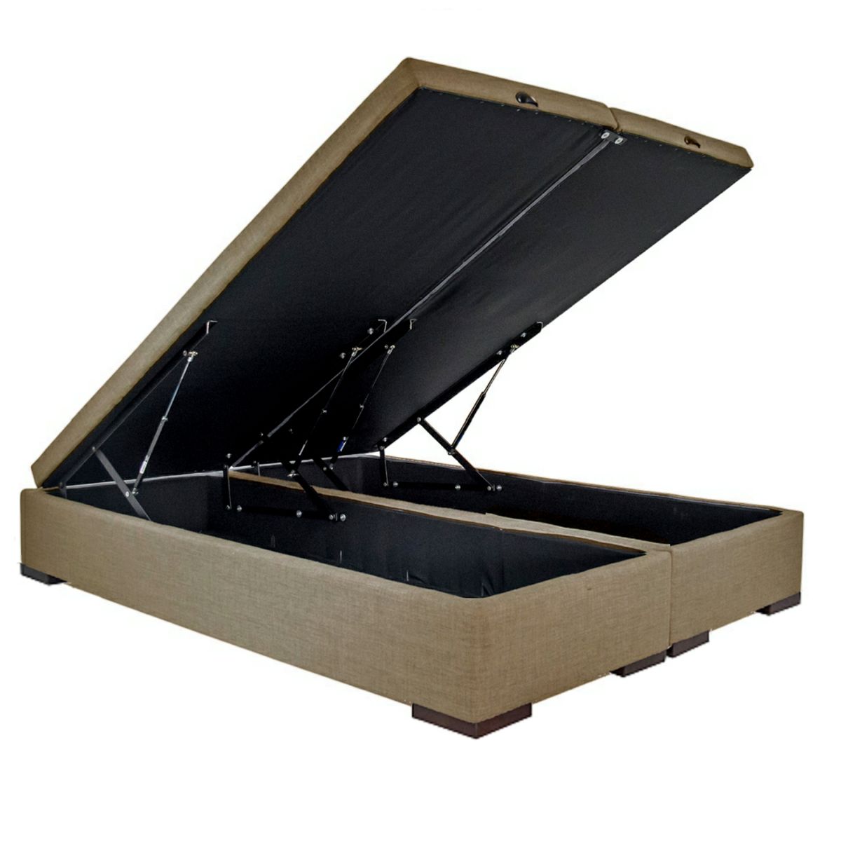 BLOCCARE - Base Baul 2 Plazas Dividida Color Beige Largo 200 con patas 4,5 cm