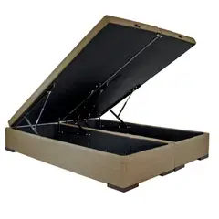 BLOCCARE - Base Baul 2 Plazas Dividida Color Beige Largo 200 con patas 4,5 cm